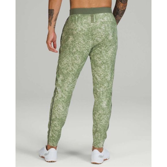 Lululemon Textured Tech Pant Size L in Denim Wash Print Green Twill Multi - Picture 2 of 11